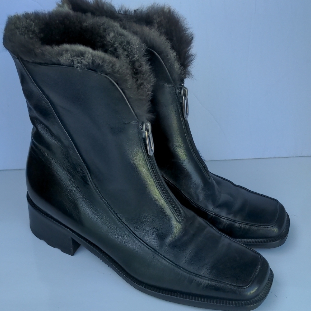 Roberto Botticelli Women's Black Leather Ankle Boots 38 1/2